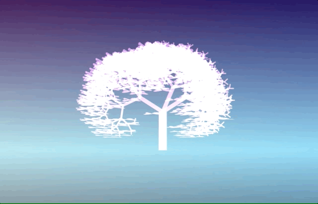 Rendered tree with butterflies